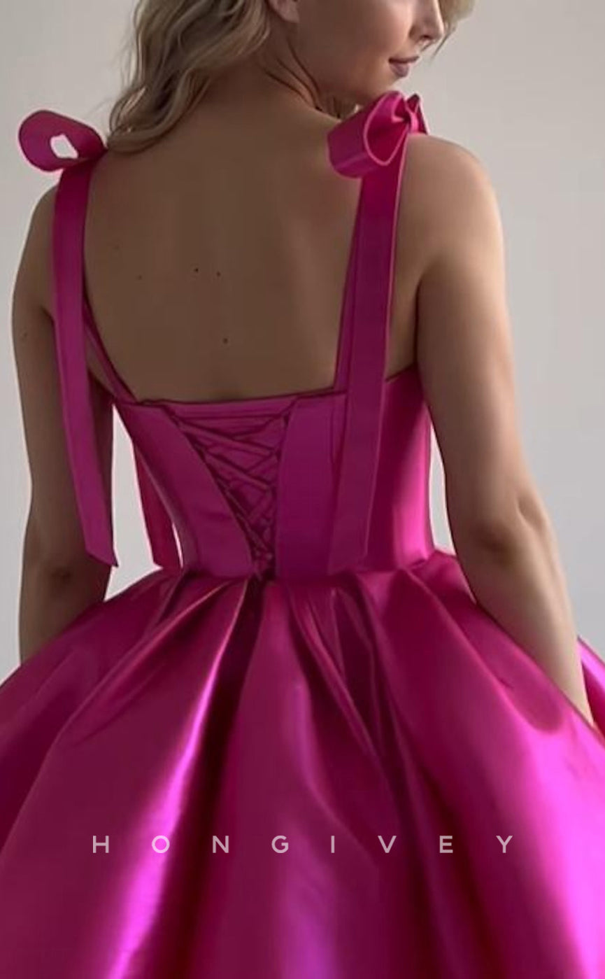 H1799 - Sweet Ruched Tiered With Bow Detail Short Cake Party Graduation Homecoming Dress - Fashionpara