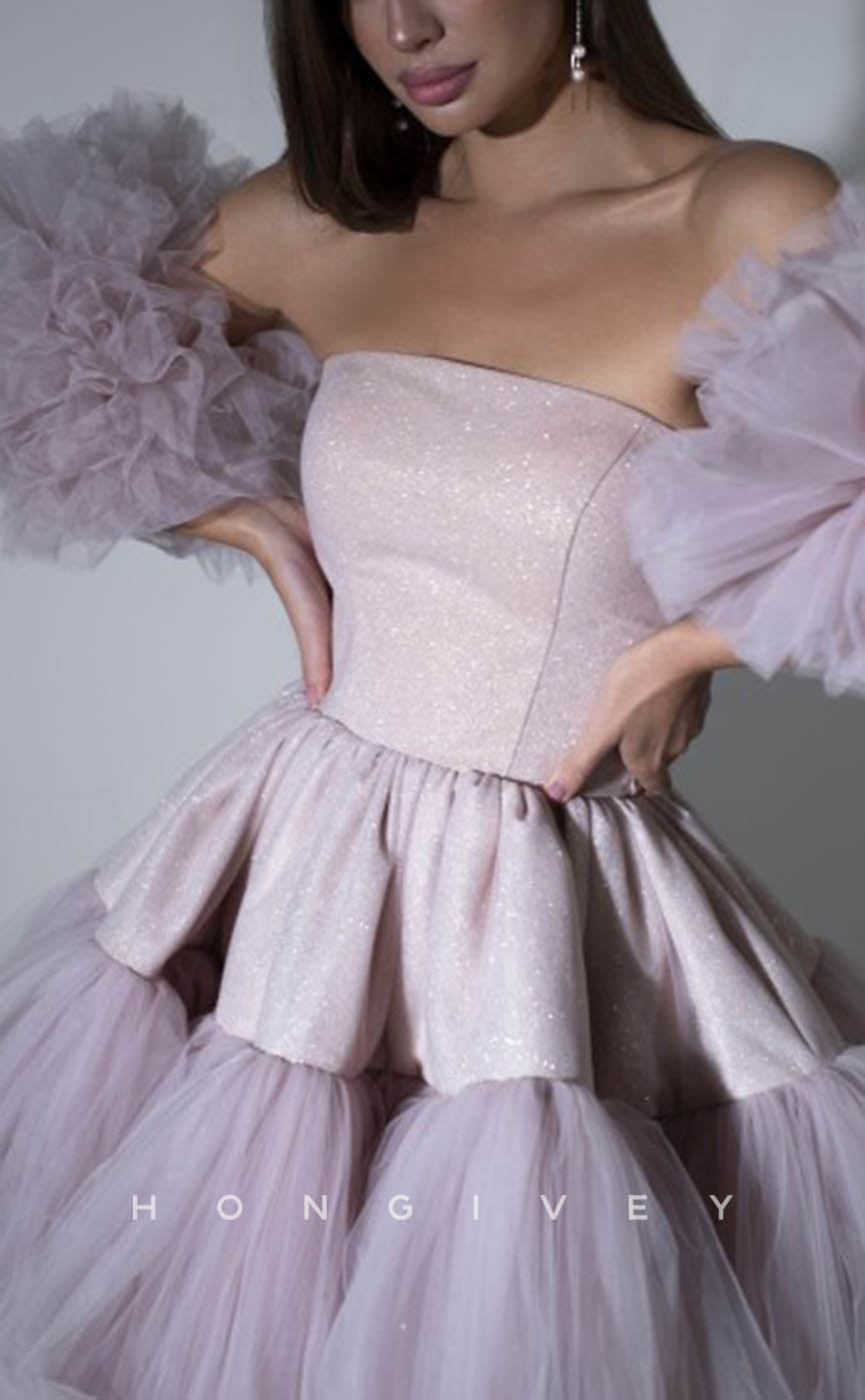 H1916 - Sexy/Ornate Lace Two Tone Strapless A-Line Short Evening/Homecoming Dress - Fashionpara