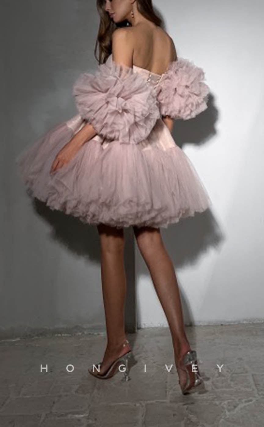 H1916 - Sexy/Ornate Lace Two Tone Strapless A-Line Short Evening/Homecoming Dress - Fashionpara