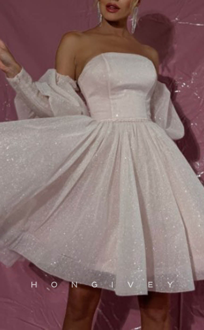 H1918 - Sexy/Oranet A-Line Empire Strapless Glitter Gown Short Party/Homecoming Dress - Fashionpara