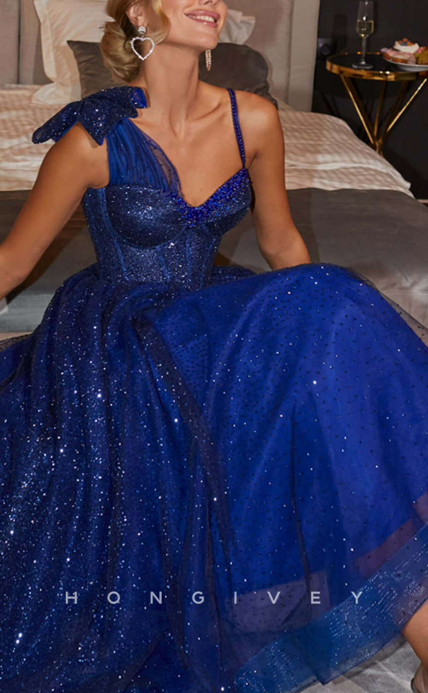 H1923 - Classic/Sexy Glitter A-Line Sweetheart Empire Long Party/Homecoming Dress - Fashionpara