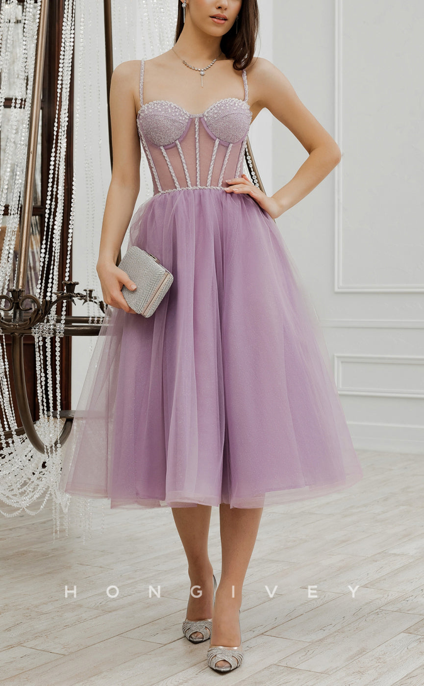 H1925 - Sexy A-Line Illusion Cutout Spaghetti Straps Long Party/Homecoming Dress - Fashionpara