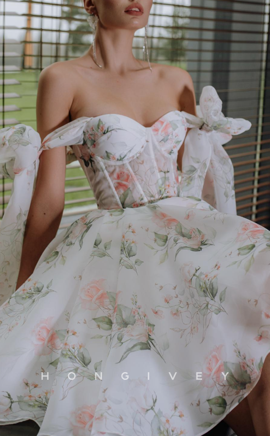 H1926 - Sexy/Grace Bowknot Strappy Sweetheart Chiffon Short Homecoming Dress - Fashionpara