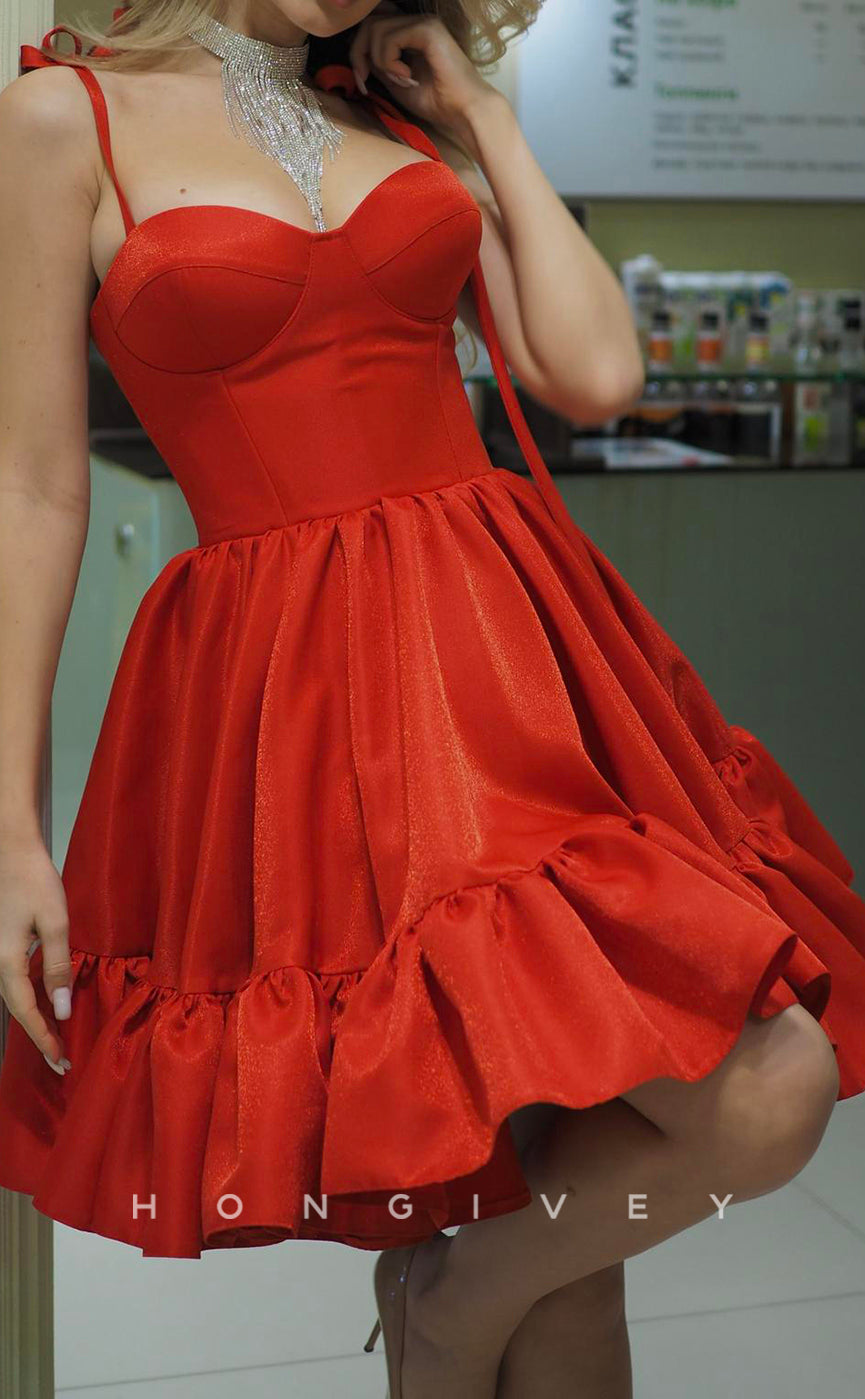 H1927 - Sexy Empire A-Line Sweetheart Spaghetti Straps Ball Gown Short Party/Homecoming Dress - Fashionpara