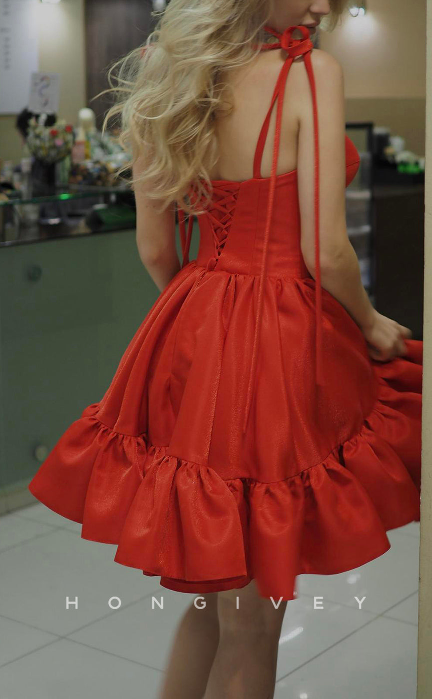 H1927 - Sexy Empire A-Line Sweetheart Spaghetti Straps Ball Gown Short Party/Homecoming Dress - Fashionpara