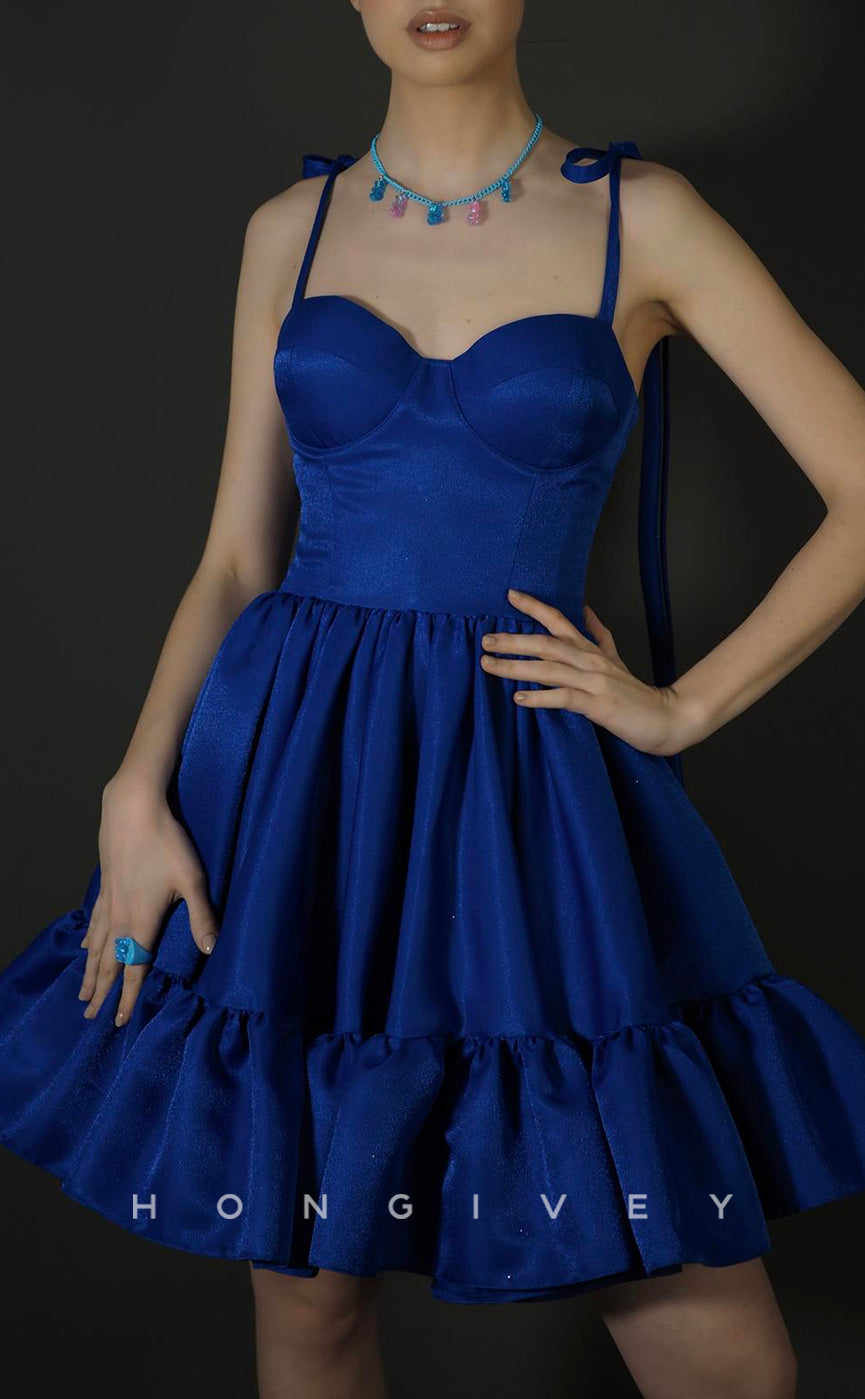 H1927 - Sexy Empire A-Line Sweetheart Spaghetti Straps Ball Gown Short Party/Homecoming Dress - Fashionpara