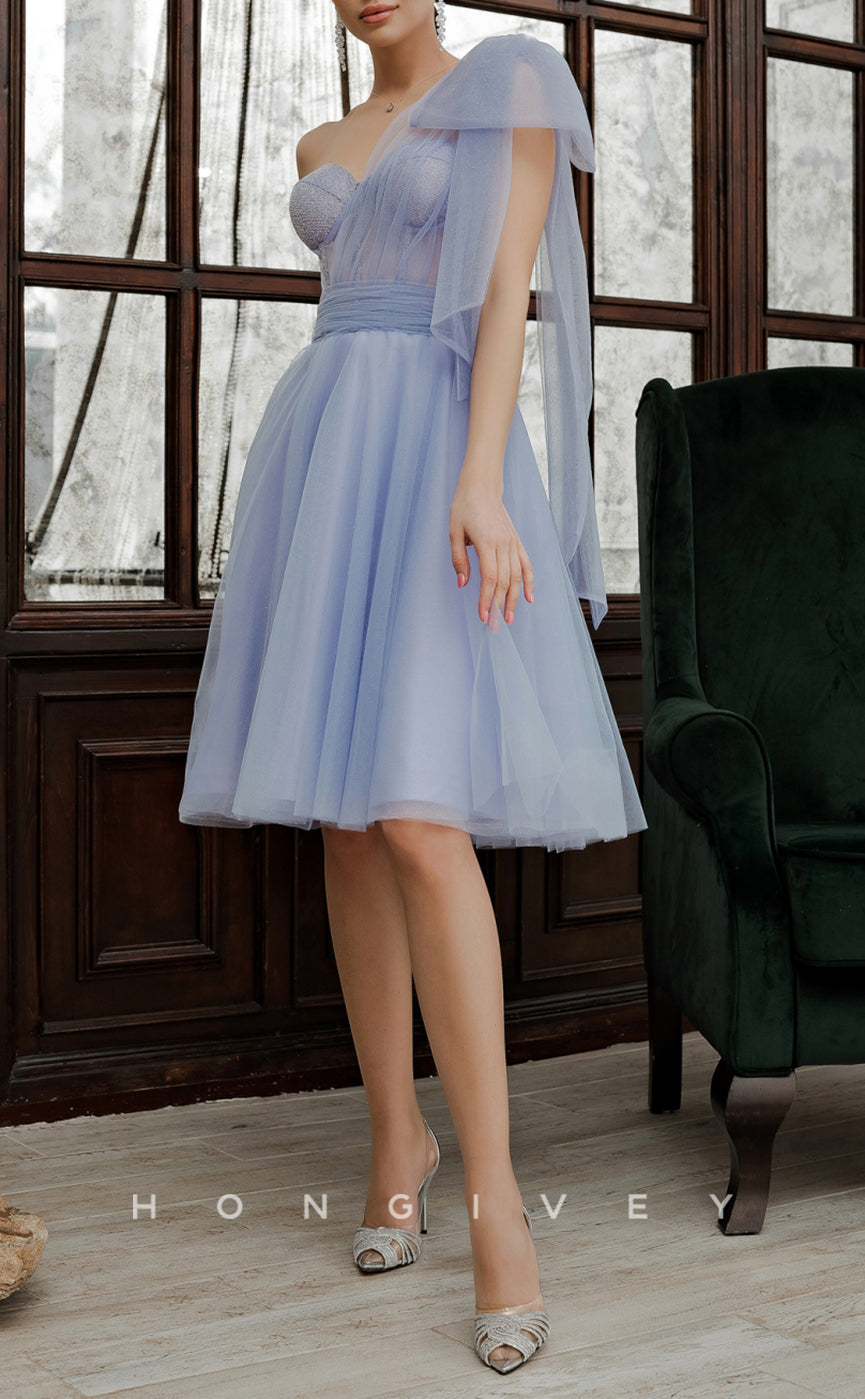 H1929 - Classic/Elegant Empire Sleeveless Bowknot Strappy Short Party/Homecoming Dress - Fashionpara