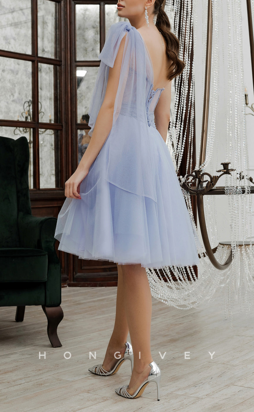 H1929 - Classic/Elegant Empire Sleeveless Bowknot Strappy Short Party/Homecoming Dress - Fashionpara