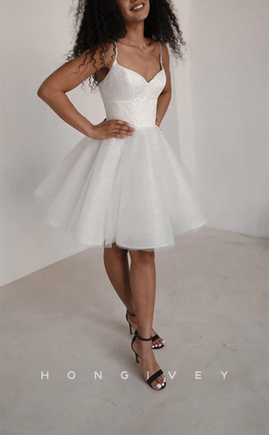 H1930 - Casual/Sexy Fully Sequined Empire A-Line Spaghetti Straps Short Party/Homecoming Dress - Fashionpara