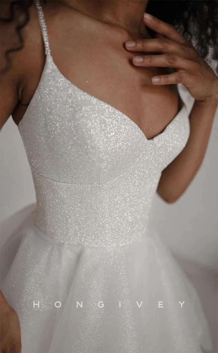 H1930 - Casual/Sexy Fully Sequined Empire A-Line Spaghetti Straps Short Party/Homecoming Dress - Fashionpara