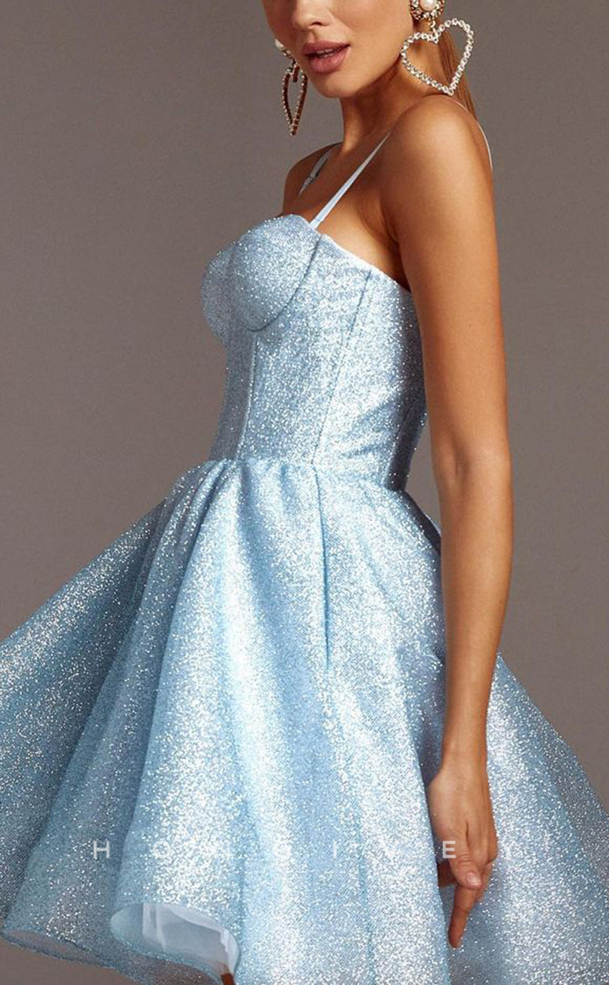 H1935 - Ornate/Sexy Glitter A-Line Spaghetti Straps Short Party/Homecoming Dress - Fashionpara