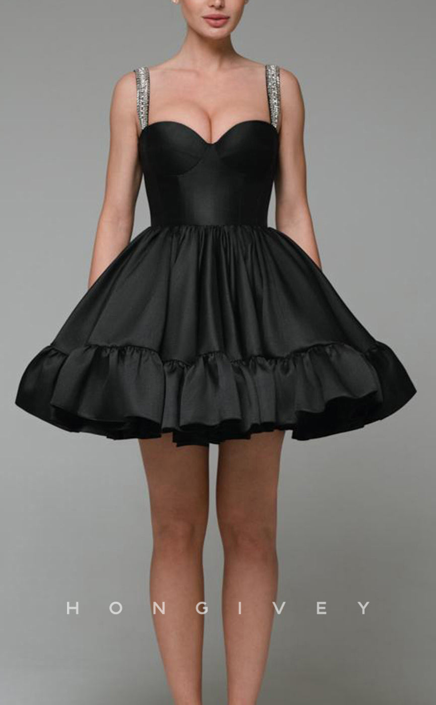 H1936 - Sexy/Casual A-Line Sweetheart Spaghetti Straps Ruffles Short Party/Homecoming Dress - Fashionpara