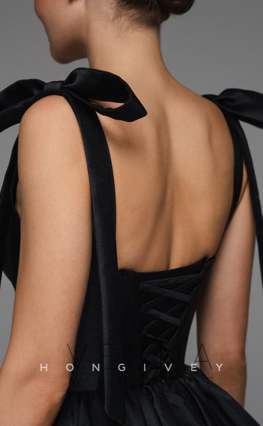 H1937 - Sexy Satin Empire Ball Gown Bowknot Straps Short Evening/Homecoming Dress - Fashionpara
