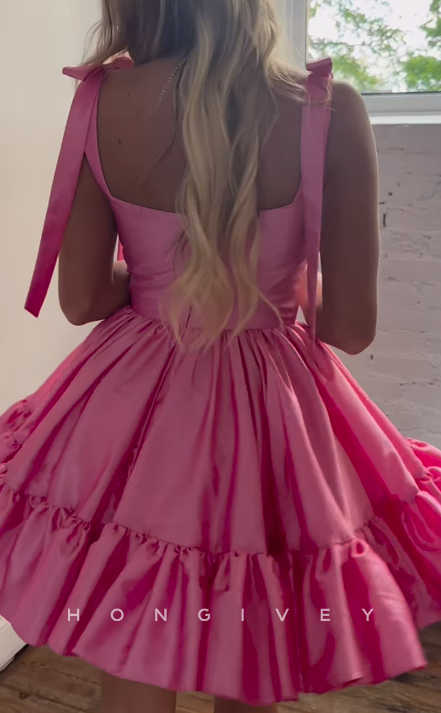 H1938 - Sexy/Sweet Satin A-Line Sleeveless Ruffled Short Party/Homecoming Dress - Fashionpara