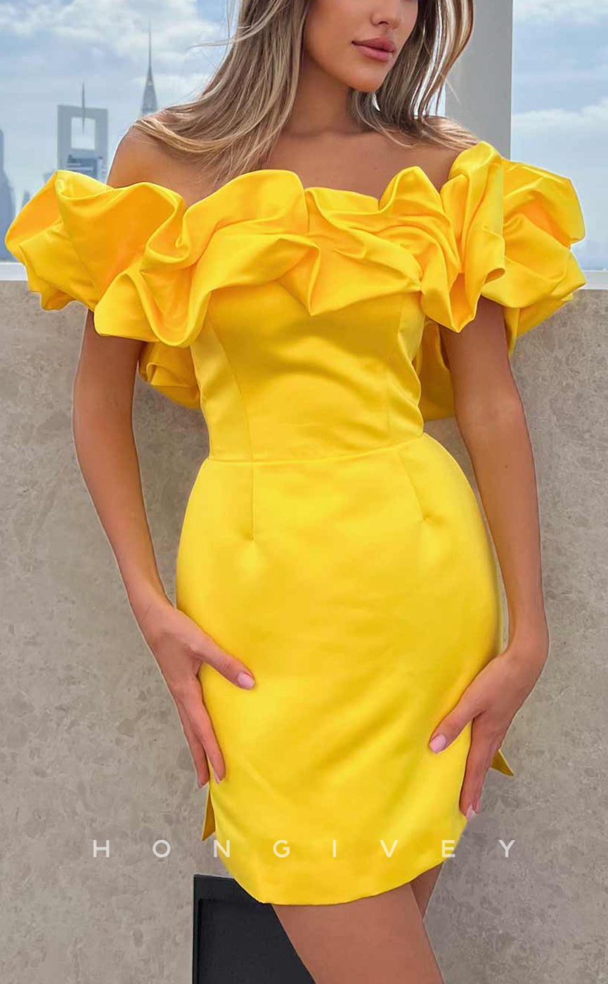 H1968 - Sexy Fitted Satin Floral Off-Shoulder Short Party/Homecoming Dress - Fashionpara