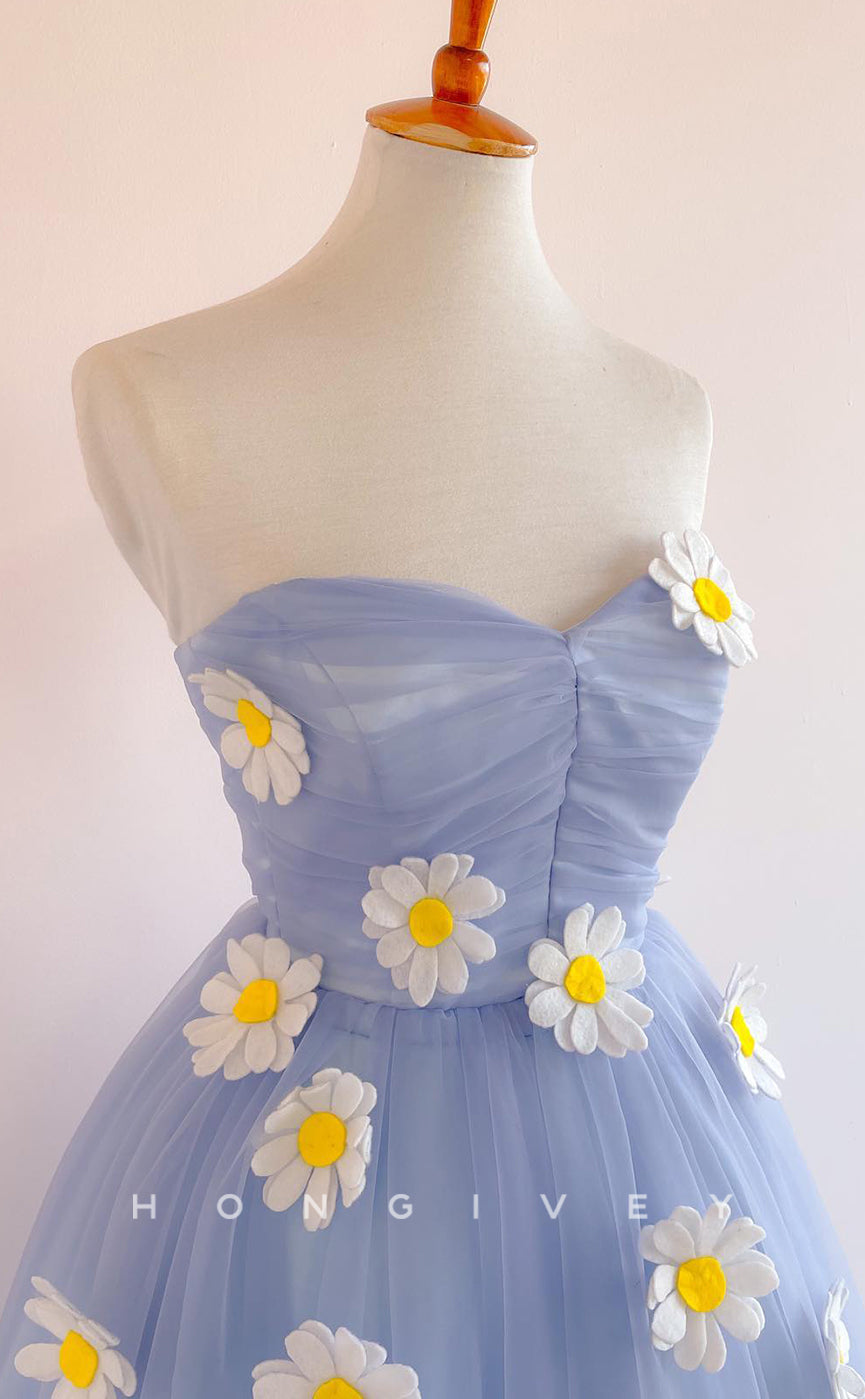 H1984 - Cute Sweetheart Spaghetti Straps Detachable Sleeves Floral Party/Homecoming Dress - Fashionpara