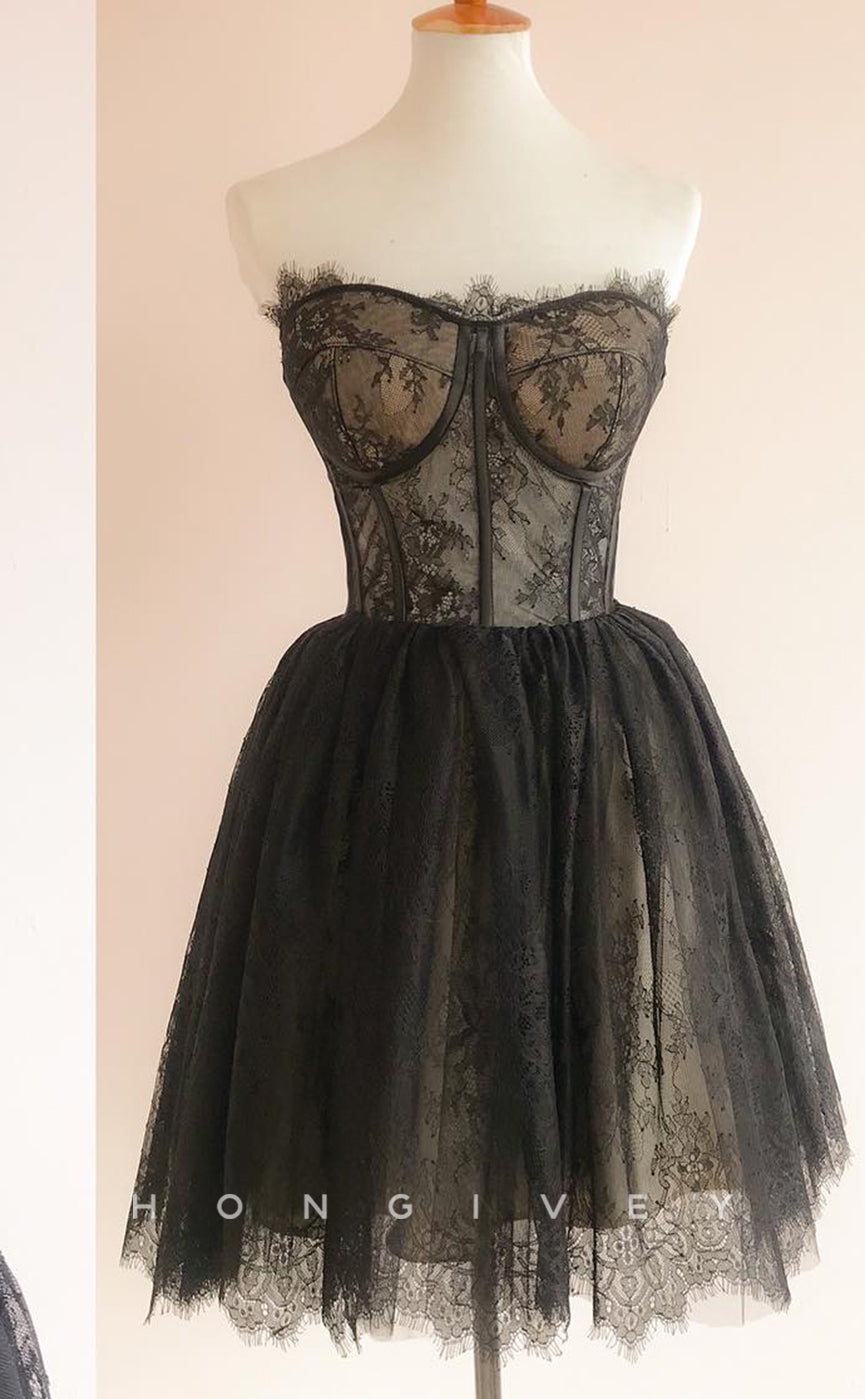 H1985 - Sexy A-Line Illusion Cutout Sweetheart Detachable Straps Short Party/Homecoming Dress - Fashionpara