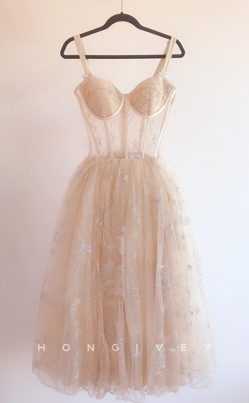 H1986 - Cute Illusion Cutout Empire Sweetheart Spaghetti Straps Appliques Party/Homecoming Dress - Fashionpara