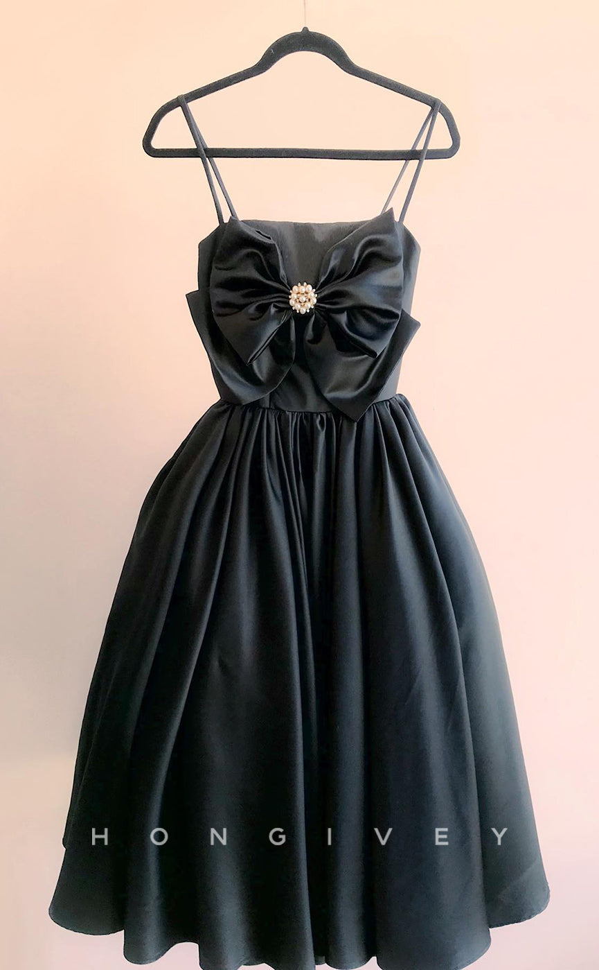 H1993 - Elegant & Luxurious Satin Empire Square Spaghetti Straps Bowknot Short Party/Homecoming Dress - Fashionpara