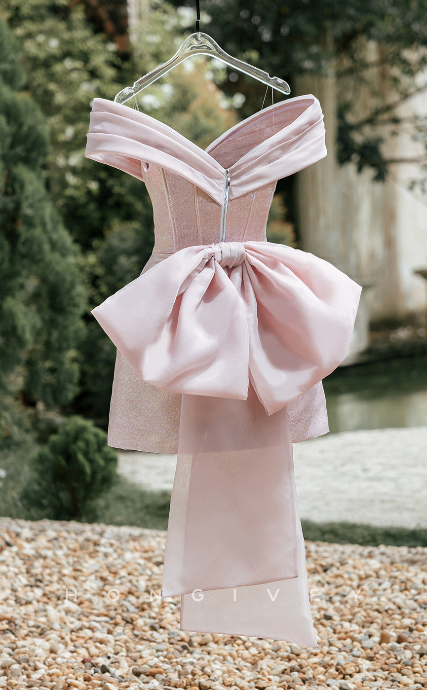 H2014 - Elegant Glitter Empire A-Line Off-Shoulder Bowknot Short Evening/Homecoming Dress - Fashionpara