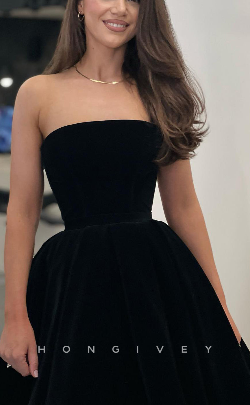 H2057 - Elegant Satin A-Line Empire Strapless Sleeveless Party/Homecoming Dress - Fashionpara