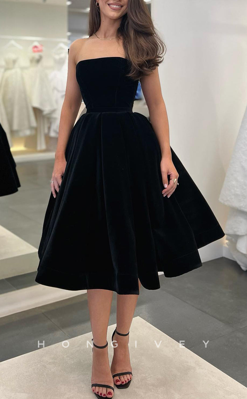H2057 - Elegant Satin A-Line Empire Strapless Sleeveless Party/Homecoming Dress - Fashionpara