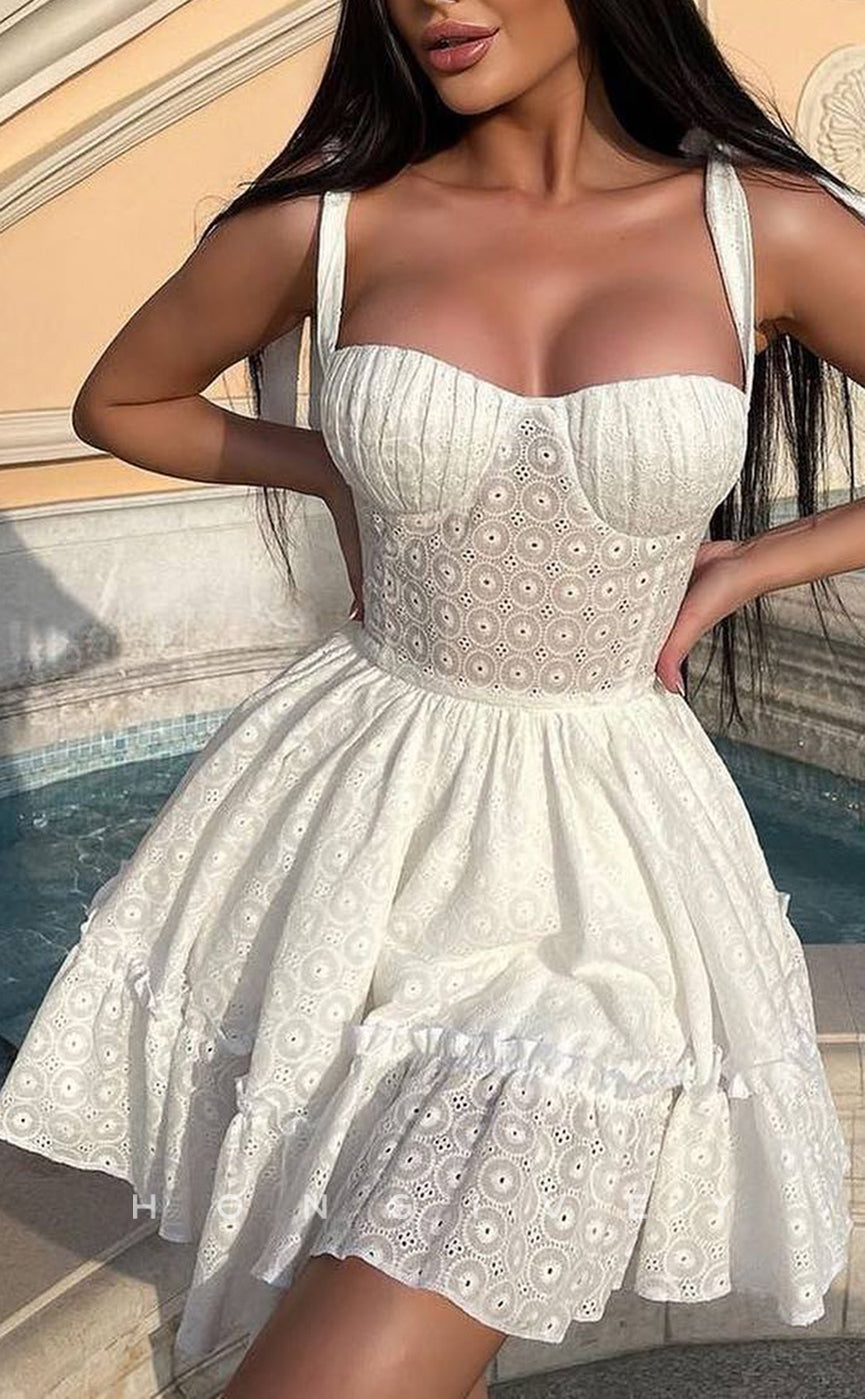 H2078 - Sexy Satin A-Line Sweetheart Spaghetti Straps Short Party/Homecoming Dress - Fashionpara