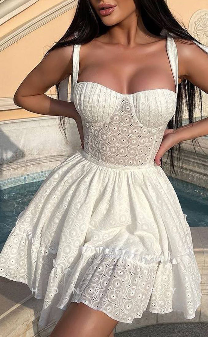 H2078 - Sexy Satin A-Line Sweetheart Spaghetti Straps Short Party/Homecoming Dress - Fashionpara