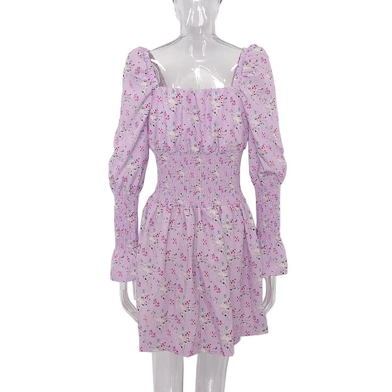 Mona Floral Print Long Sleeve Mini Dress