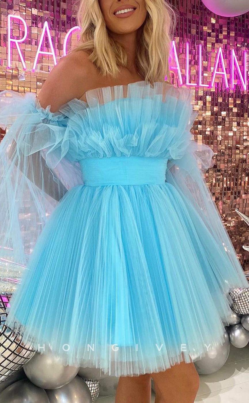 H2117 - Sexy Tulle A-Line Empire Belt Ball Gown Short Party/Homecoming Dress
