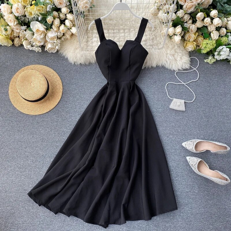 Sleeveless Sweetheart Wide Strap A-Line Midi Cocktail Dress 28