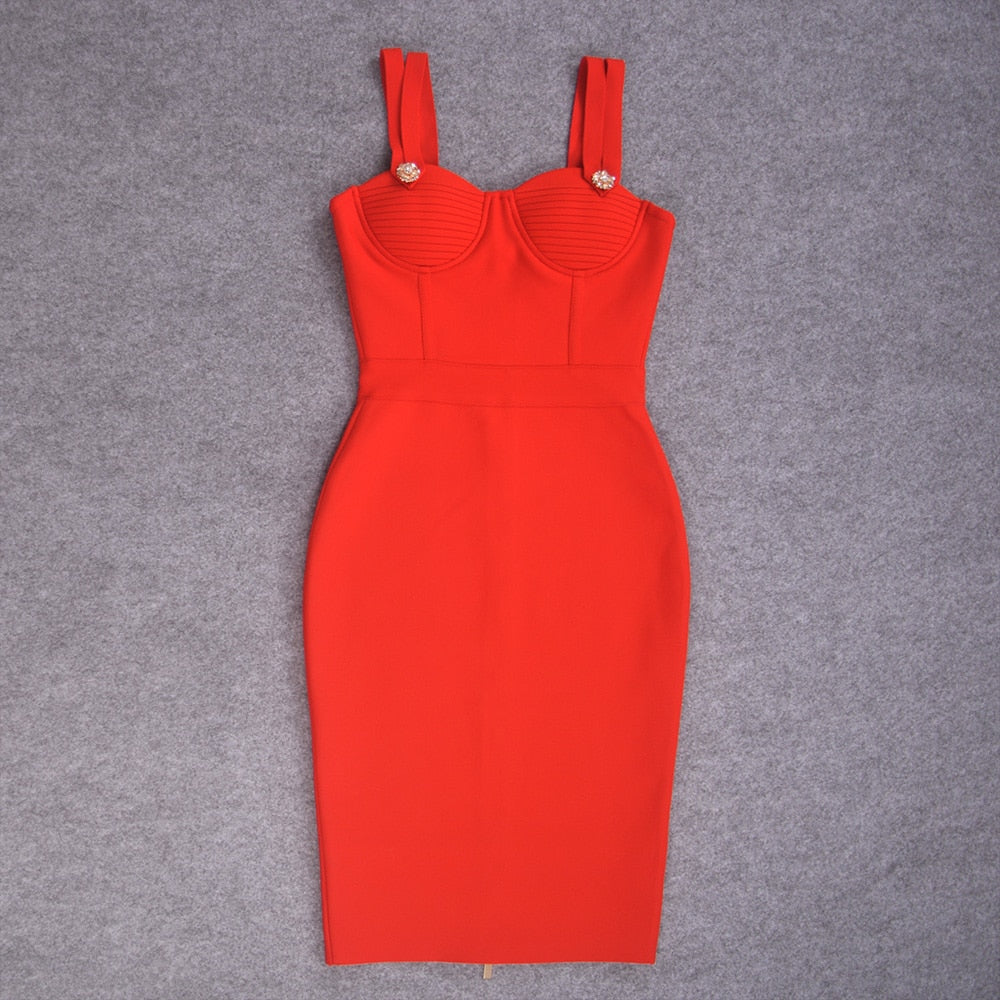 Bandage Sweetheart Double-Strap Bodycon Midi Dress 14
