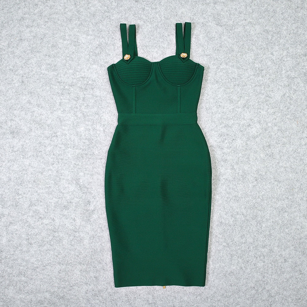 Bandage Sweetheart Double-Strap Bodycon Midi Dress 10