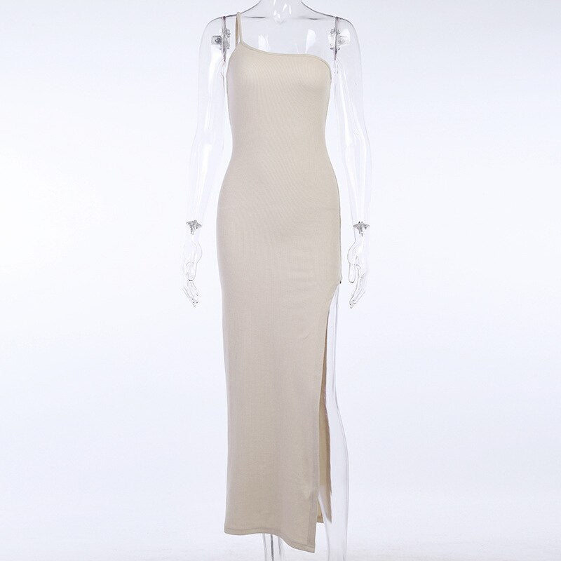 One-Shoulder Lace-Up Cutout Backless Bodycon Maxi Dress 7