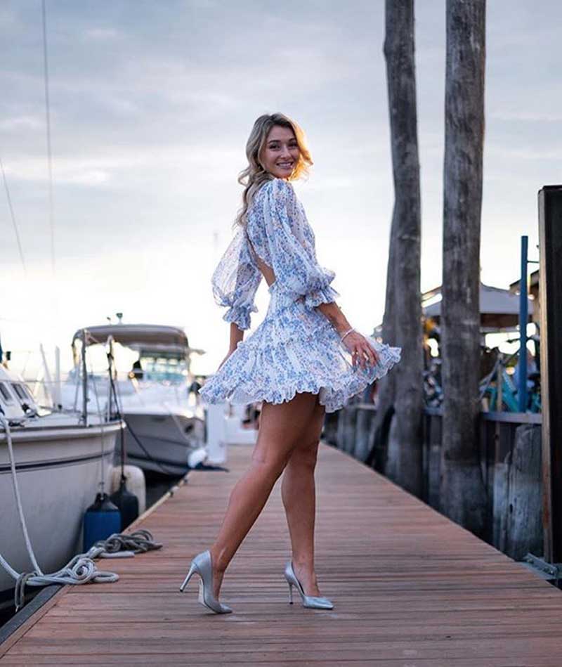 Boho Floral Print Ruffle Dress