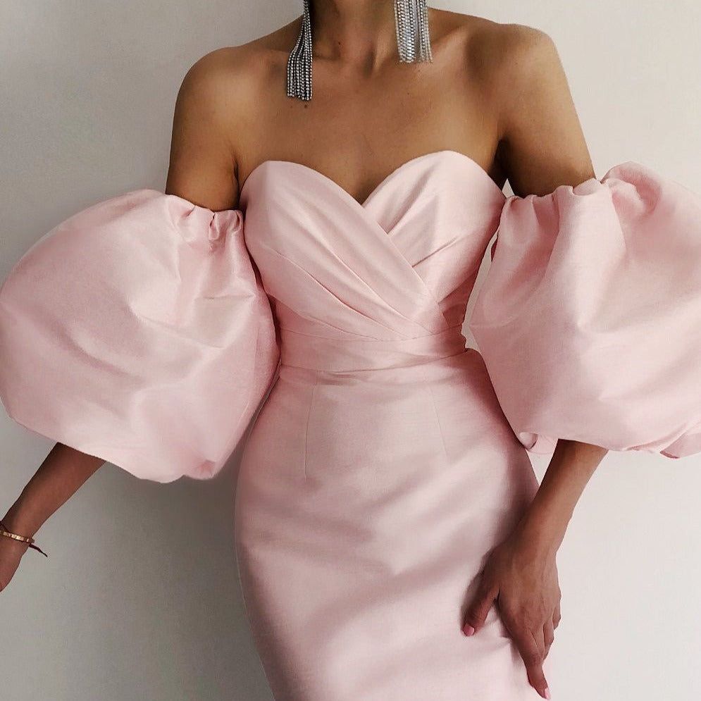 Kaitlyn Puff Sleeve Satin Midi Dress - View 2