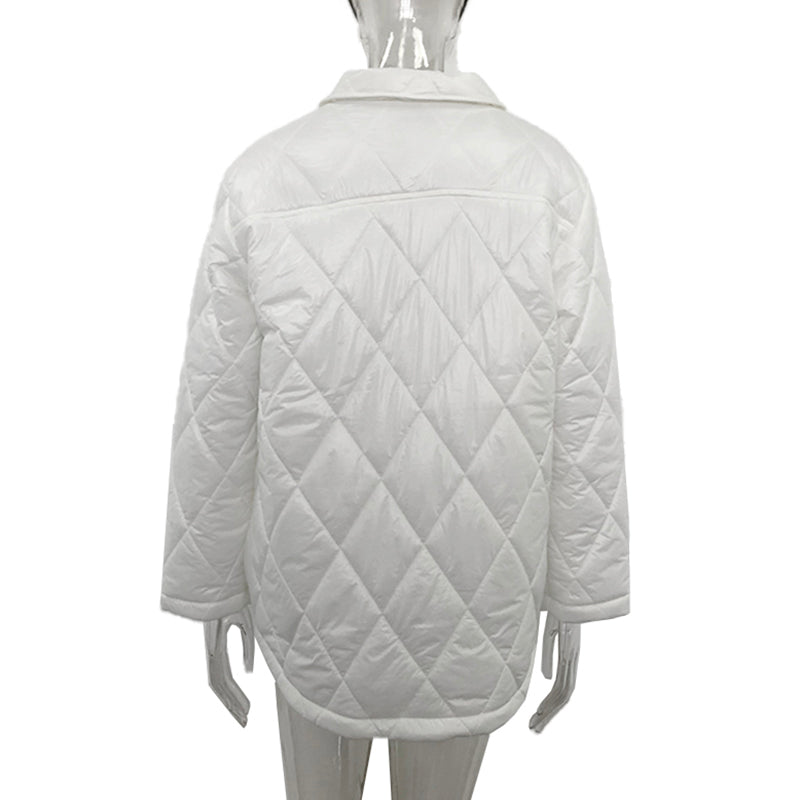 Elegant Turn Down Collar Cotton Jacket with Pockets