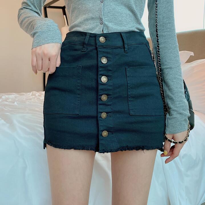 Summer Sexy Mini Skirt Women New Arrival Single Buttons High Waist Denim Shorts Skirt Black Or White A Line Jean Skirts - Fashionpara