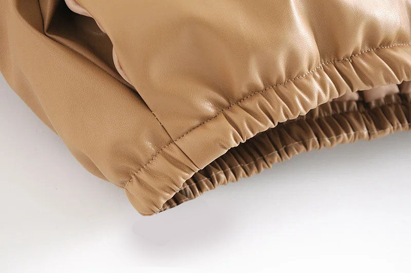 Windbreaker Crop Padded Vegan Leather Jacket