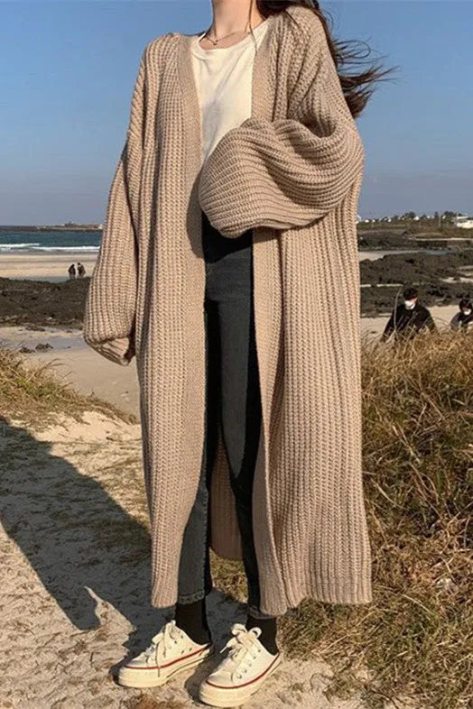 ShoptheCIC Vintage Loose Knitted Long Sweater Coat for Comfort