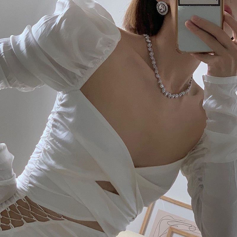 Play That Song Ruched Cut Out Lace Up Mini Dress - View 7