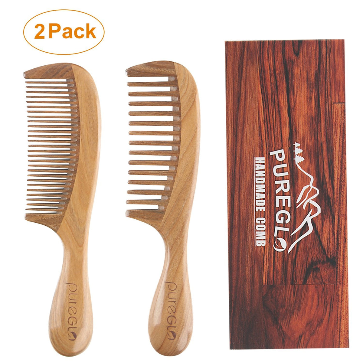 Natural Wooden Wide & Fine Tooth Comb Set