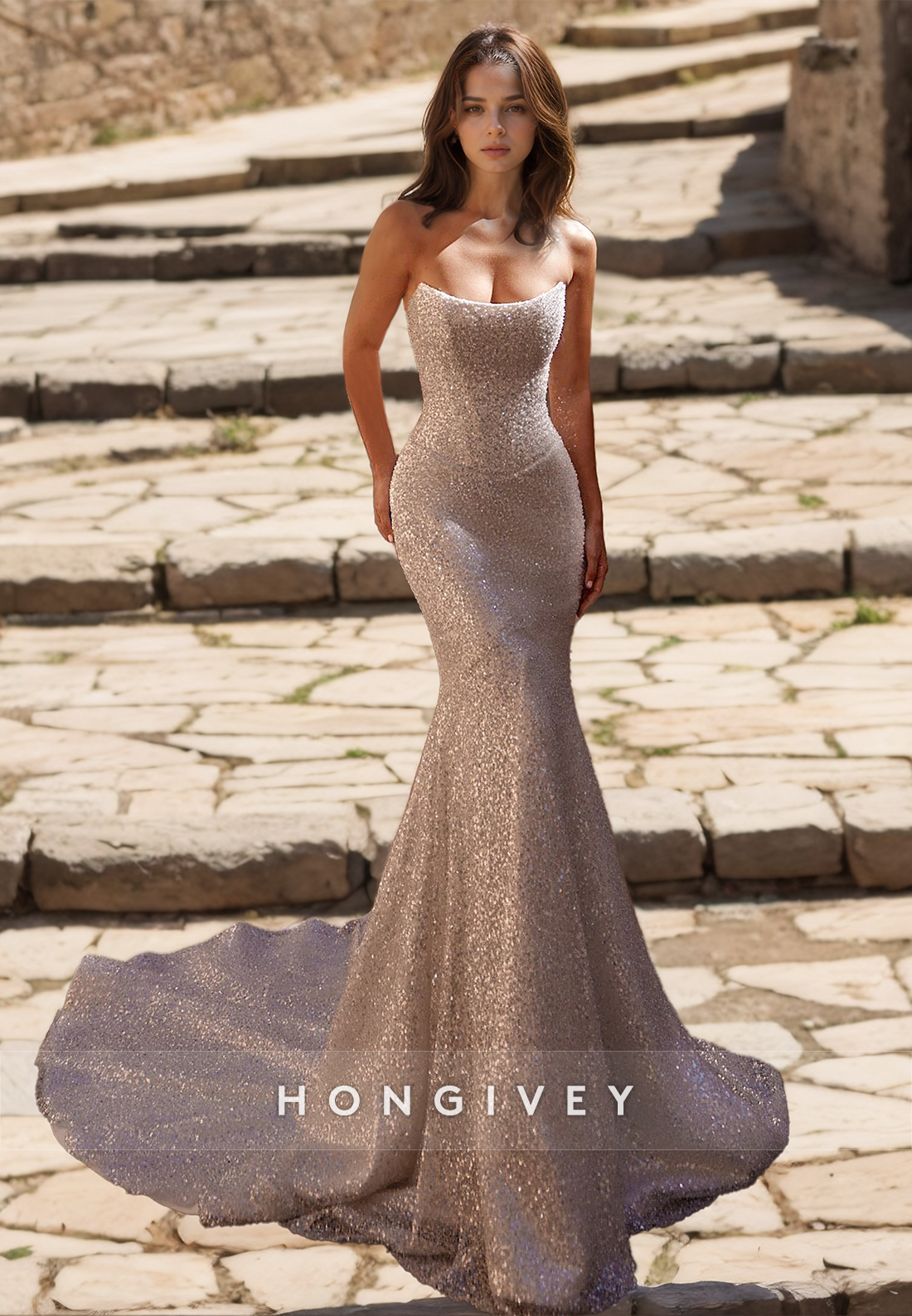 Sparkle Mermaid Wedding Dresses with Train New Wedding Gown