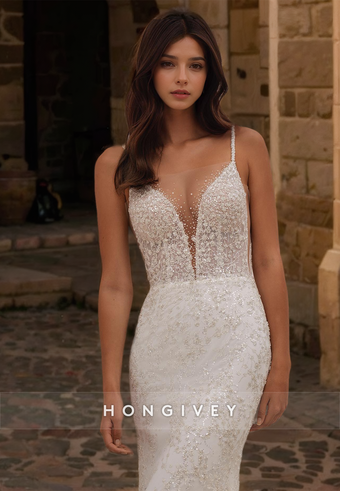 Gorgeous Straps Mermaid Wedding Dress Applique Floor-Length Bridal Dresses