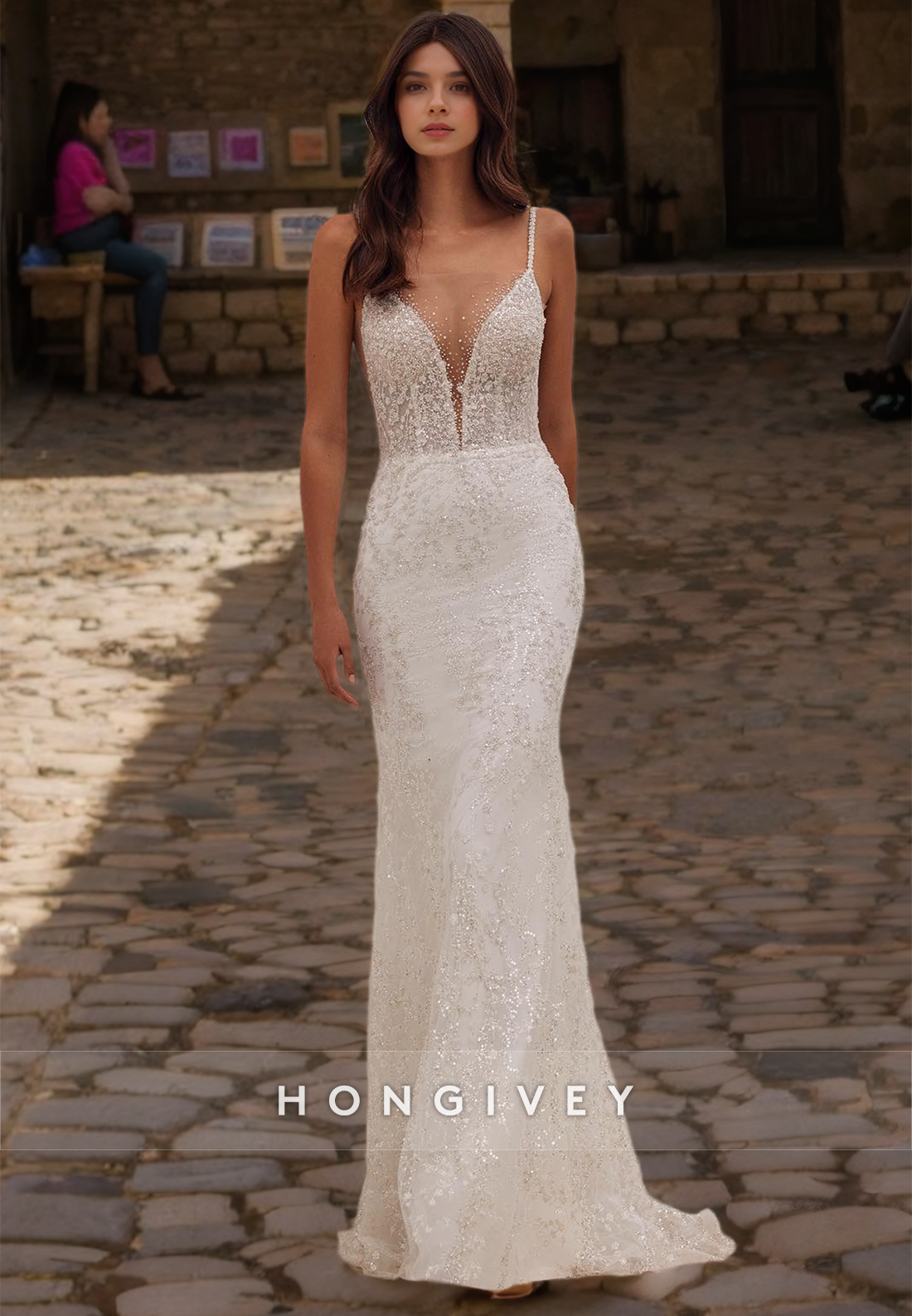 Gorgeous Straps Mermaid Wedding Dress Applique Floor-Length Bridal Dresses