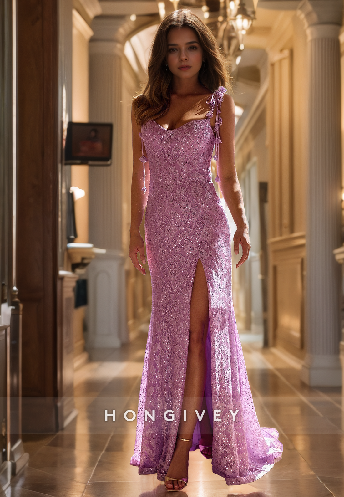 Gorgeous Mermaid Formal Evening Dress Desined New 2024 Pink Side Slit Prom dress