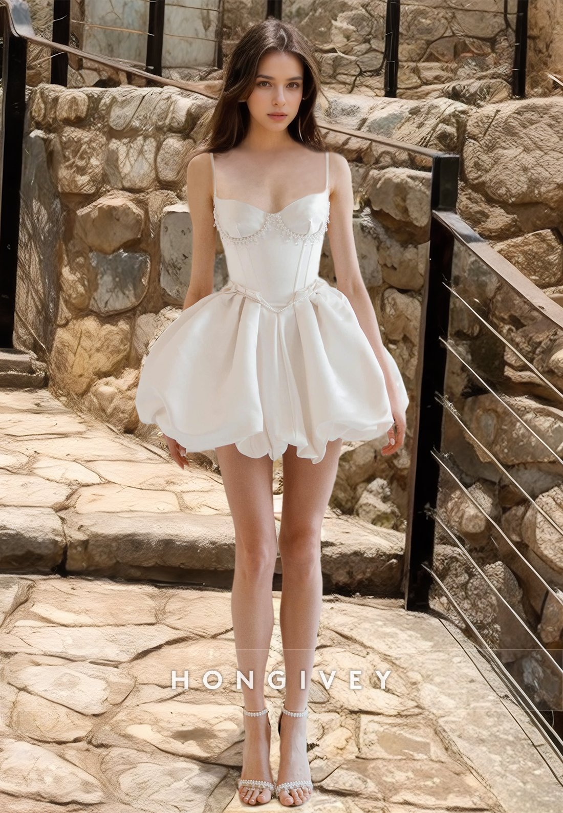 Short Sleeveless Wedding Dress Sweetheart Straps A-Line Bridal Dresses