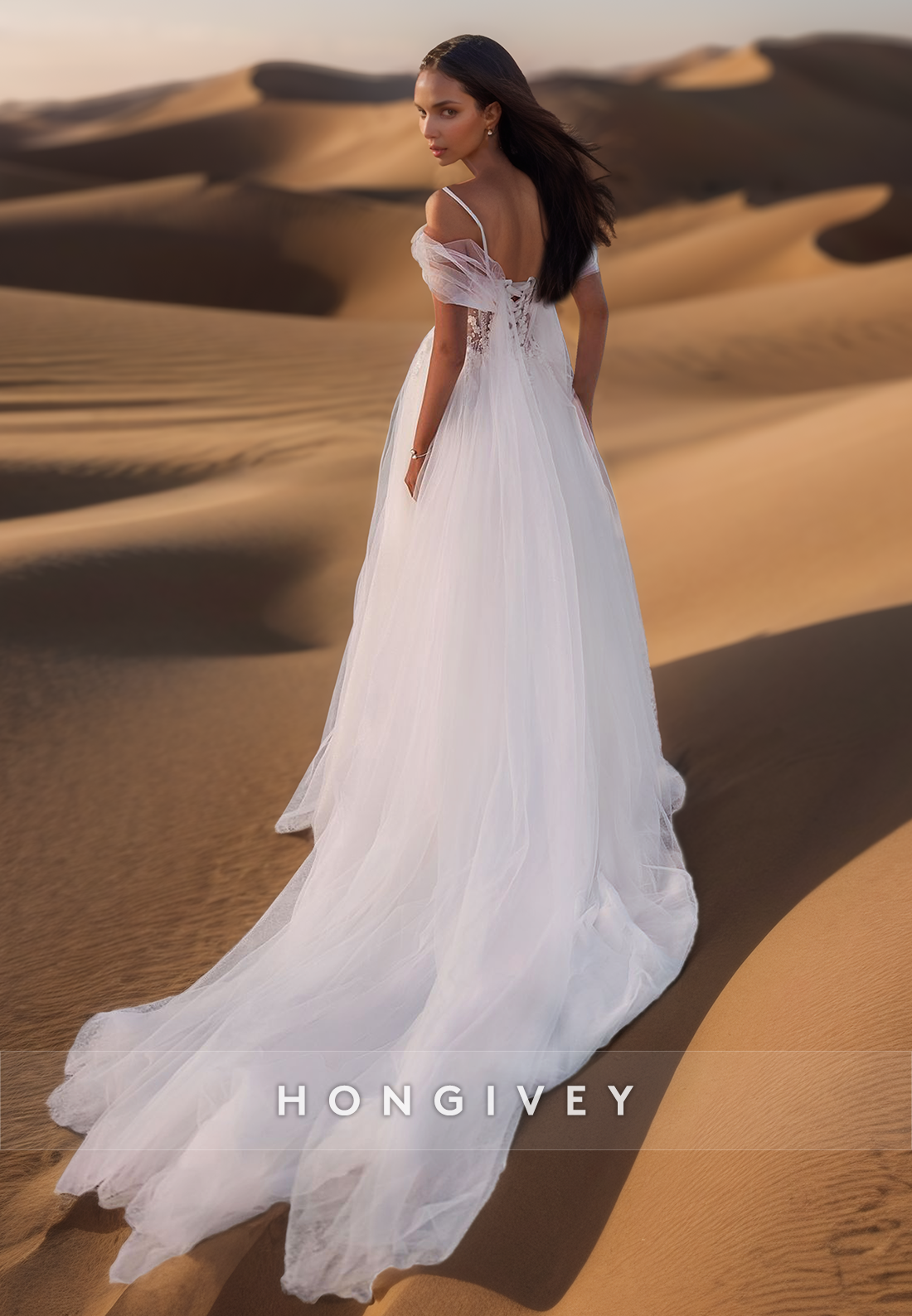 A-Line Sheer  Lace Applique Sleeveless Wedding Dresses With Train