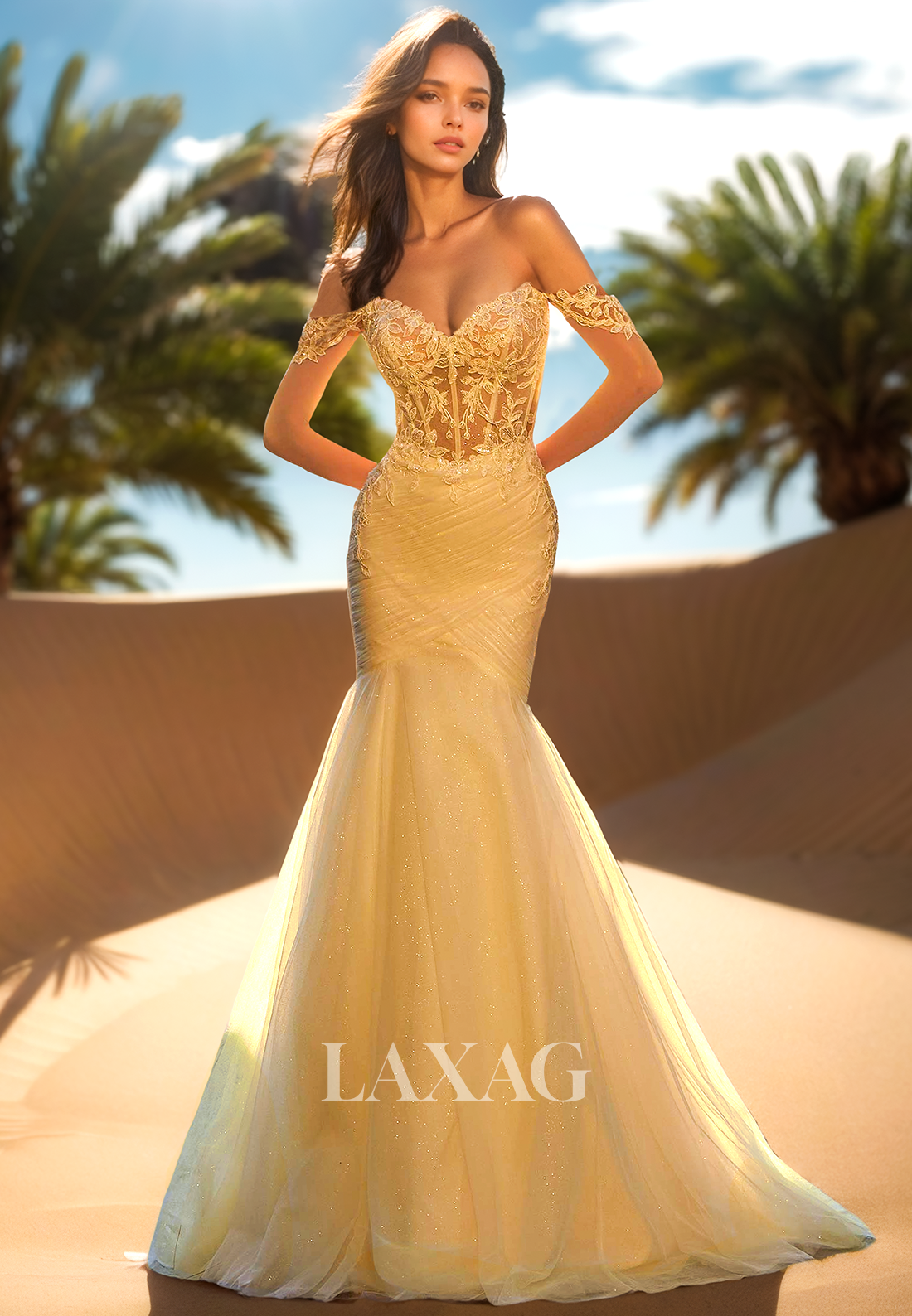 Sweetheart Beaded Applique Pleated Bride Gowns Sleeveless Glitter-Tulle Mermaid Wedding Dress