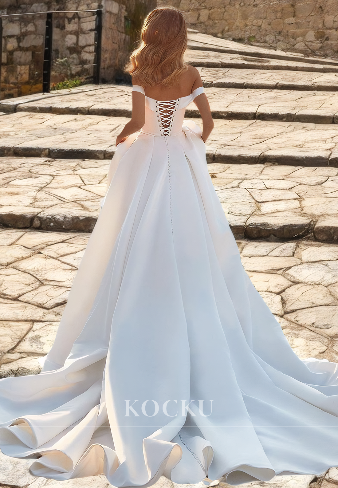Sweetheart A-Line Bridal Gowns Sleeveless Brush Train Pleated Satin Wedding Dress with Beads